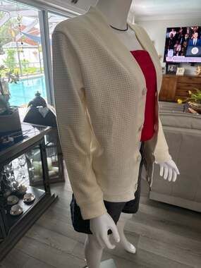 H&M Kids Cream Waffle Knit Button Front Cardigan Size 12/14